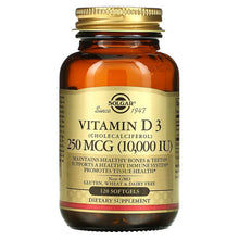 Load image into Gallery viewer, Solgar Vitamin D3 (Cholecalciferol) 250 mcg (10,000 IU) 120 Softgels