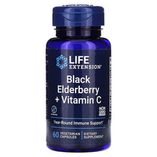 Load image into Gallery viewer, Life Extension Black Elderberry + Vitamin C 60 vegetarian capsules