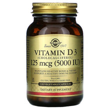 Load image into Gallery viewer, Solgar Vitamin D3 (Cholecalciferol) 125 mcg (5000 IU)