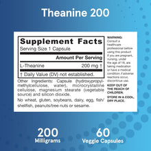 Load image into Gallery viewer, Jarrow Formulas Theanine 200 200 mg 60 Veggie Capsules