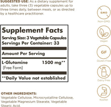 Load image into Gallery viewer, Solgar L-Glutamine 500 mg 100 Vegetable Capsules