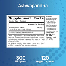 Load image into Gallery viewer, Jarrow Formulas Ashwagandha 300 mg 120 Veggie Capsules