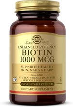 Load image into Gallery viewer, Solgar Enhanced Potency Biotin 1,000 mcg 100 Vegetable Capsules