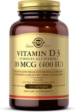 Load image into Gallery viewer, Solgar Vitamin D3 10 mcg (400 IU)