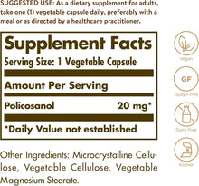 Load image into Gallery viewer, Solgar Policosanol, 20 mg 100 Vegetable Capsules