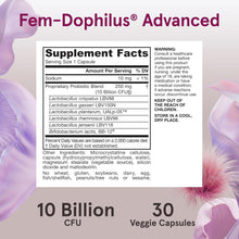 Load image into Gallery viewer, Jarrow Formulas Vegan Fem Dophilus Advanced 10 Billion CFU (250 mg) 30 Veggies Capsules (Shelf Stable)