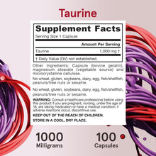 Load image into Gallery viewer, Jarrow Formulas Taurine 1,000 mg 100 Capsules