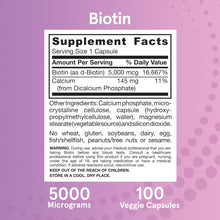 Load image into Gallery viewer, Jarrow Formulas Biotin 5,000 mcg 100 Veggie Capsules