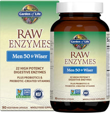 Load image into Gallery viewer, Garden of Life RAW Enzymes Men 50 & Wiser 90 Vegetarian Capsules