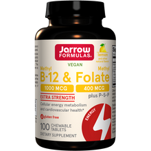 Load image into Gallery viewer, Jarrow Formulas Vegan Methyl B-12 & Methyl Folate Lemon 400 mcg 100 Chewable Tablets