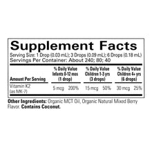 Load image into Gallery viewer, ChildLife Essentials Organic Vitamin K2 Drops Natural Berry 5 mcg 0.25 fl oz (7.5 ml)