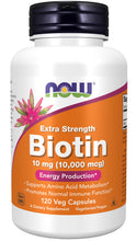 Load image into Gallery viewer, NOW Foods Biotin 10 mg (10,000 mcg), Extra Strength
