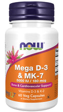 Load image into Gallery viewer, NOW Foods Mega D-3 & MK-7