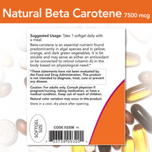 Load image into Gallery viewer, NOW Foods Natural Beta Carotene 7,500 mcg