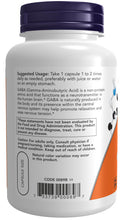 Load image into Gallery viewer, NOW Foods GABA 750 mg