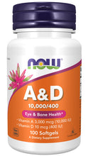 Load image into Gallery viewer, NOW Foods Vitamin A & D 10,000/400 IU