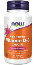 Load image into Gallery viewer, NOW Foods Vitamin D-3 1000 IU
