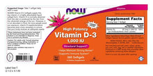 Load image into Gallery viewer, NOW Foods Vitamin D-3 1000 IU