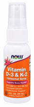 Load image into Gallery viewer, NOW Foods Vitamin D-3 & K-2 Liposomal Spray