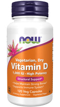 Load image into Gallery viewer, NOW Foods Vitamin D 1000 IU Dry