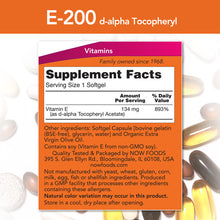 Load image into Gallery viewer, NOW Foods Vitamin E-200 D-Alpha Tocopheryl