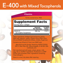 Load image into Gallery viewer, NOW Foods Vitamin E-400 With Mixed Tocopherols