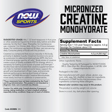 Load image into Gallery viewer, NOW Sports Creatine Monohydrate, Micronized Powder