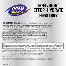 Load image into Gallery viewer, NOW Sports Effer-Hydrate Effervescent Electrolyte Supplement