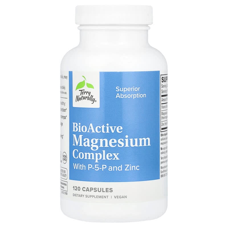 Terry Naturally BioActive Magnesium Complex with P-5-P and Zinc 120 Capsules
