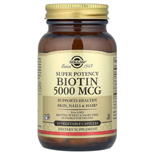 Load image into Gallery viewer, Solgar Biotin 5000 mcg Vegetable Capsules
