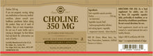 Load image into Gallery viewer, Solgar Choline 350 mg 100 Vegetable Capsule
