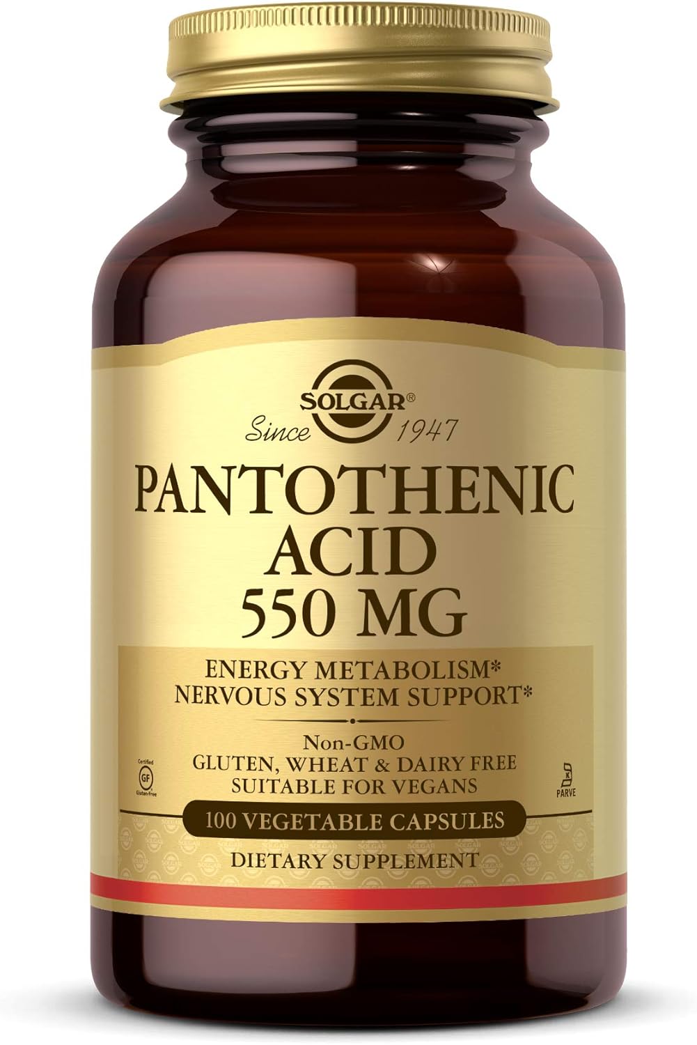 Solgar Pantothenic Acid 550 mg 100 Vegetable Capsules
