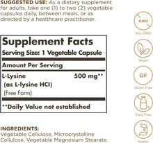 Load image into Gallery viewer, Solgar L-Lysine 500 mg
