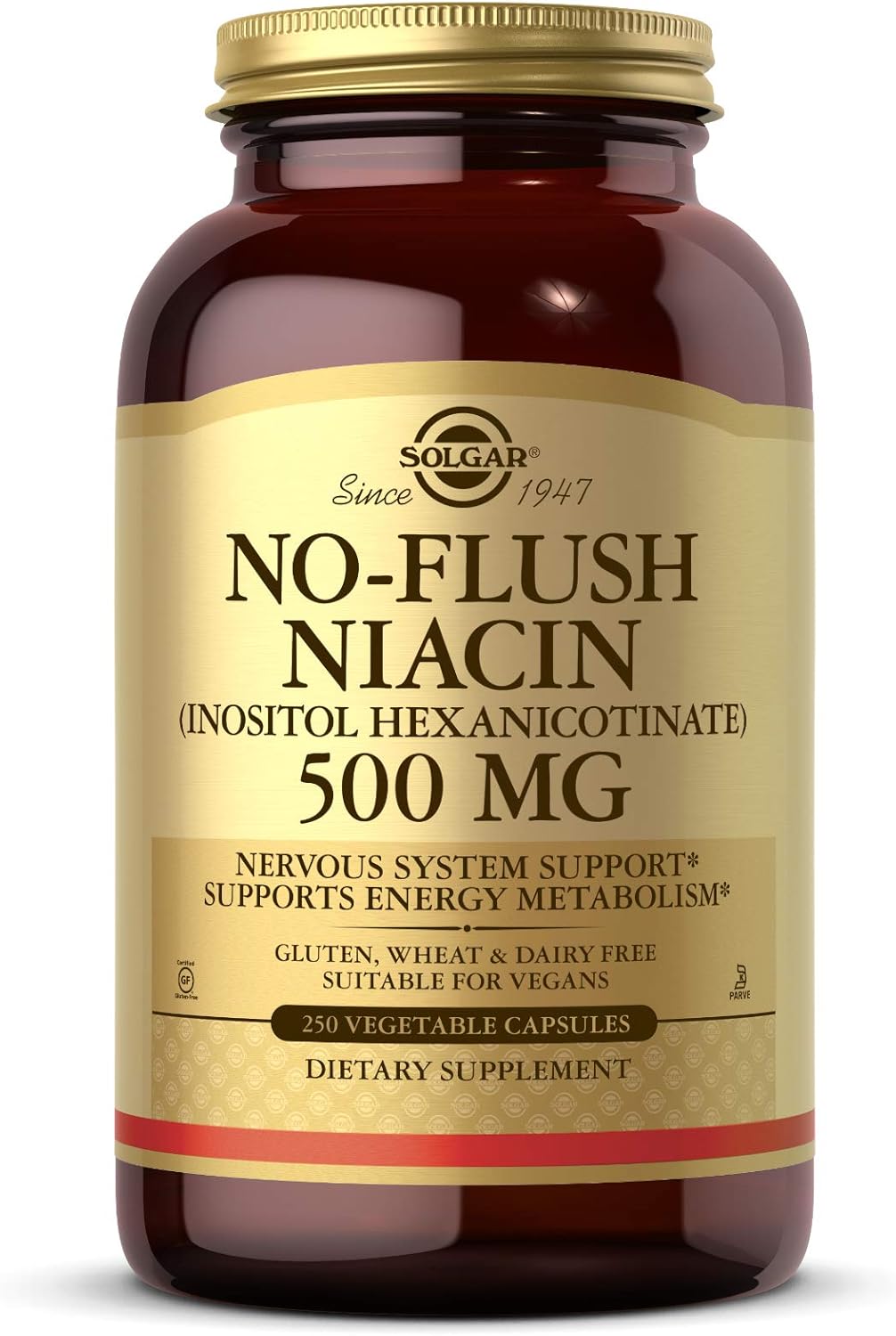 Solgar No-Flush Niacin (Inositol Hexanicotinate) 500 mg 250 Vegetable Capsules