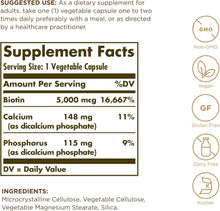 Load image into Gallery viewer, Solgar Biotin 5000 mcg Vegetable Capsules
