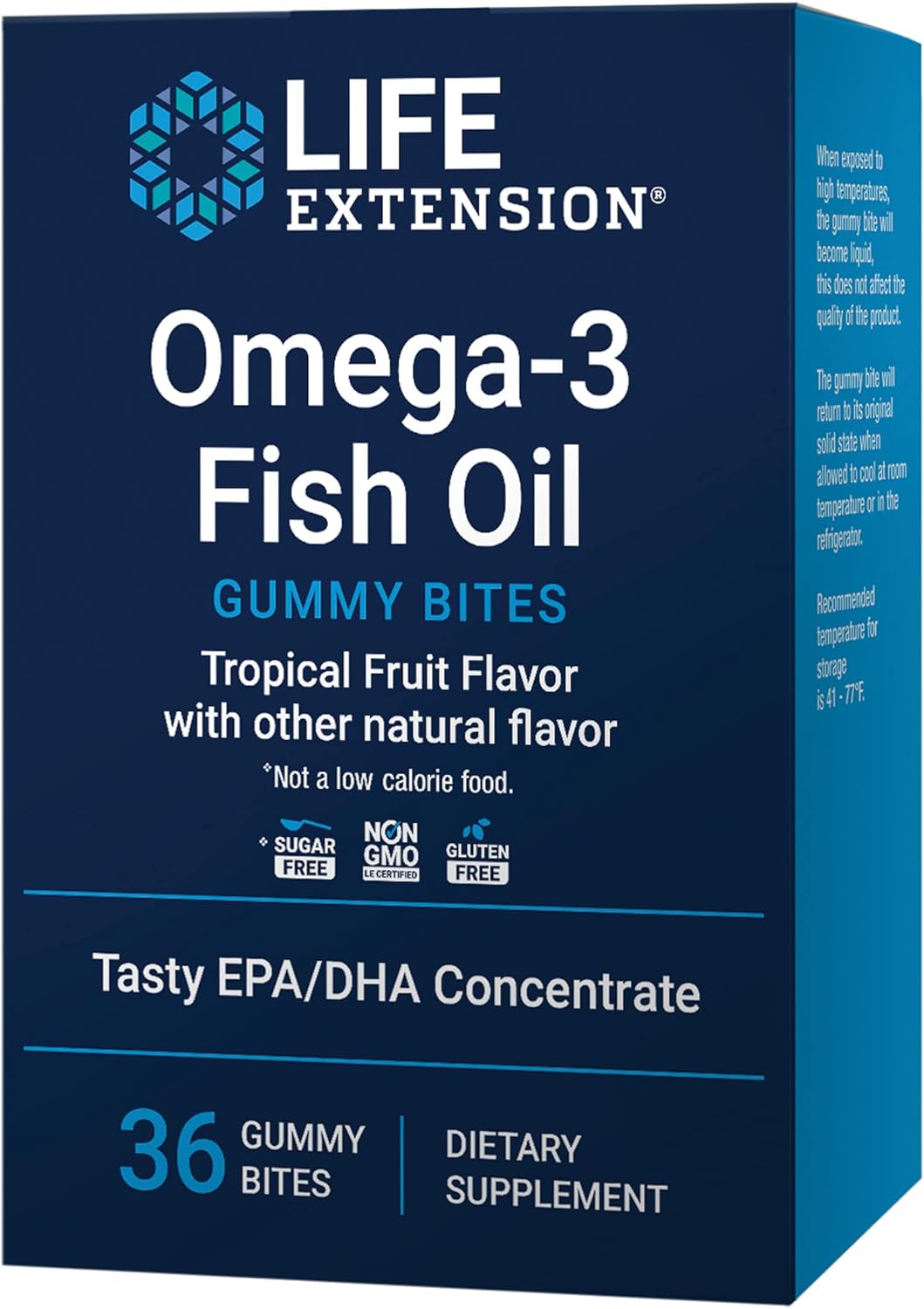Life Extension Omega-3 Fish Oil Gummy Bites Tropical Fruit 36 Gummy Bites