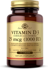 Load image into Gallery viewer, Solgar Vitamin D3 25 mcg (1,000 IU) 180 Tablets
