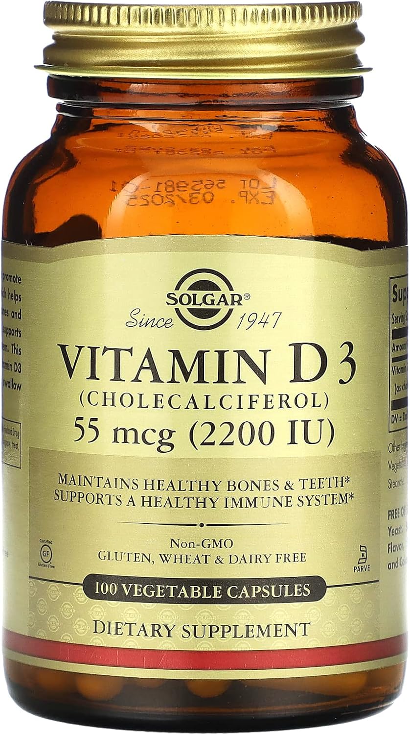 Solgar Vitamin D3  55 mcg (2,200 IU) 100 Vegetable Capsules