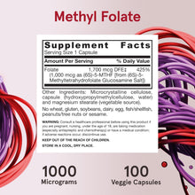 Load image into Gallery viewer, Jarrow Formulas Methyl Folate 1,000 mcg 100 Veggie Capsules
