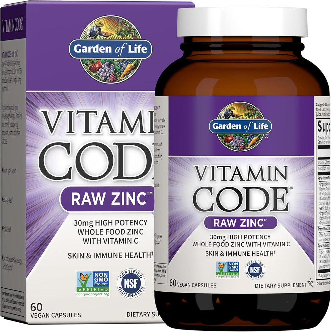 Garden of Life Vitamin Code RAW Zinc 60 Vegan Capsules