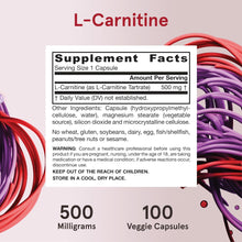 Load image into Gallery viewer, Jarrow Formulas L-Carnitine 500mg
