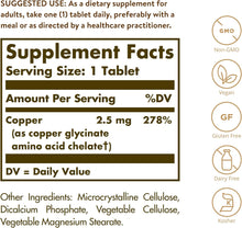 Load image into Gallery viewer, Solgar Chelated Copper 100 Tablets
