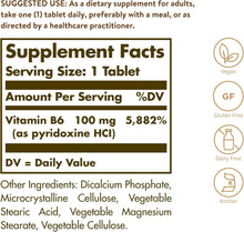 Load image into Gallery viewer, Solgar Vitamin B6 100 Tablets
