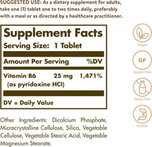 Load image into Gallery viewer, Solgar Vitamin B6 100 Tablets
