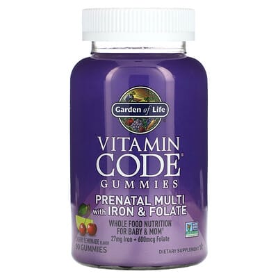 Garden of Life Vitamin Code Gummies Prenatal Multi with Iron & Folate Cherry Lemonade 90 Gummies