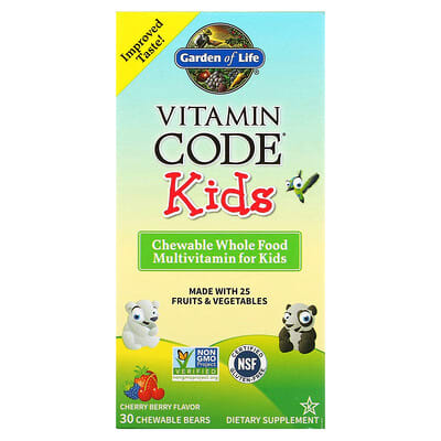 Garden of Life Vitamin Code, Kids Chewable Whole Food Multivitamin Cherry Berry