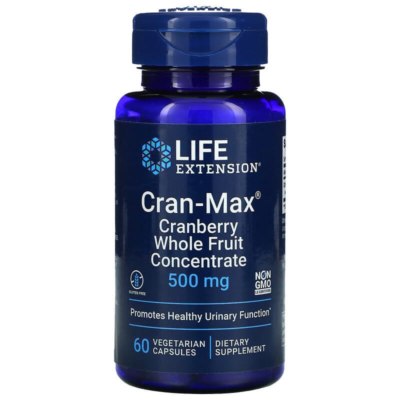 Life Extension Cran-Max Cranberry Whole Fruit Concentrate 500 mg 60 Vegetarian Capsules