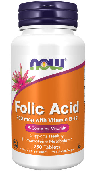 NOW Foods Folic Acid 800 mcg with Vitamin B-12