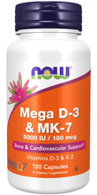 Load image into Gallery viewer, NOW Foods Mega D-3 &amp; MK-7
