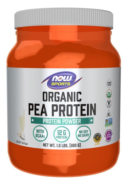 NOW Sports Pea Protein, Organic Creamy Vanilla Powder